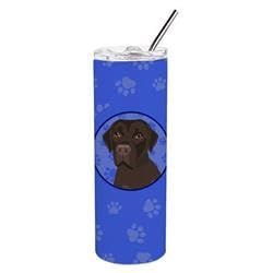 212 Main 8.25 x 3 in. Unisex Labrador Retriever Chocolate No.1 Stainless Steel 20 oz Skinny Tumbler Blue