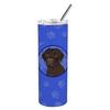 212 Main 8.25 x 3 in. Unisex Labrador Retriever Chocolate No.1 Stainless Steel 20 oz Skinny Tumbler Blue view 1