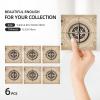 Square 6 Ceramic Coasters Compass Navigation Pattern : Non-Slip Cork Bottom Fits All Coffee Cups Glasses and Mugs view 3
