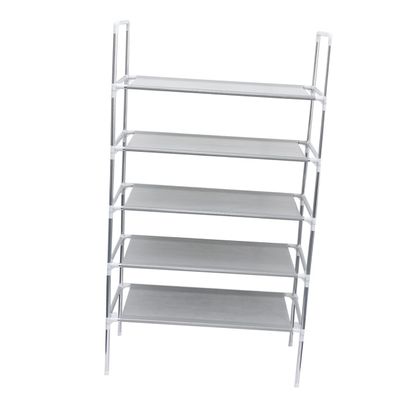 Amosfun Light Grey Metal Shoe Rack Organizer Space-Saving Shoe Shelf with Handle for Home Entryway and Bedroom Odorless Iron Design for Neat Storage