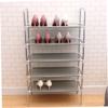 Amosfun Light Grey Metal Shoe Rack Organizer Space-Saving Shoe Shelf with Handle for Home Entryway and Bedroom Odorless Iron Design for Neat Storage view 3
