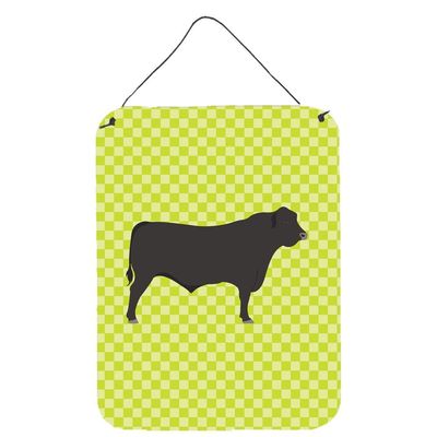 Black Angus Cow Green Wall or Door Hanging Prints - 12 x 16 in.
