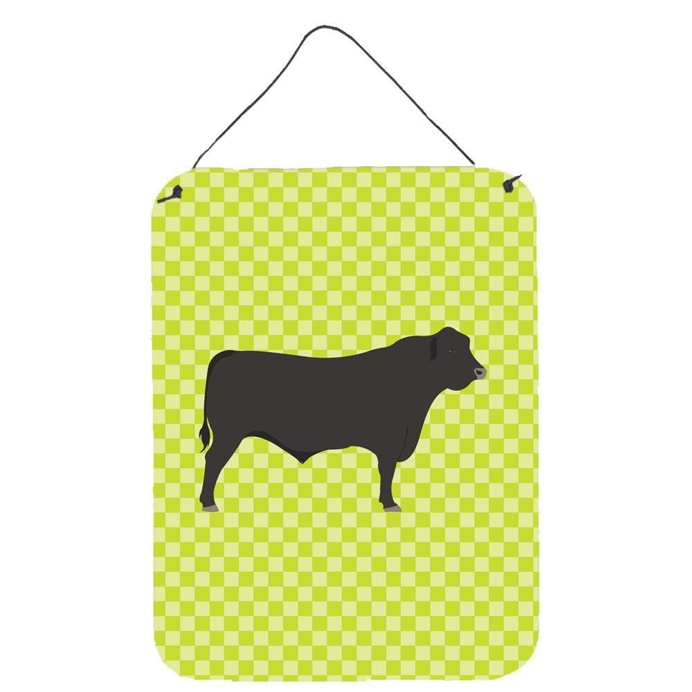 Black Angus Cow Green Wall or Door Hanging Prints - 12 x 16 in.