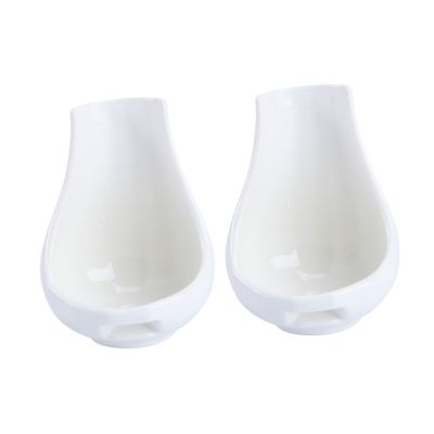 Zerodeko 2pcs Ceramic Spoon Rest White Utensils Holders for Clean and Elegant Dining for Home Restaurant and Hotel Use Keeps Spoons off The Table and