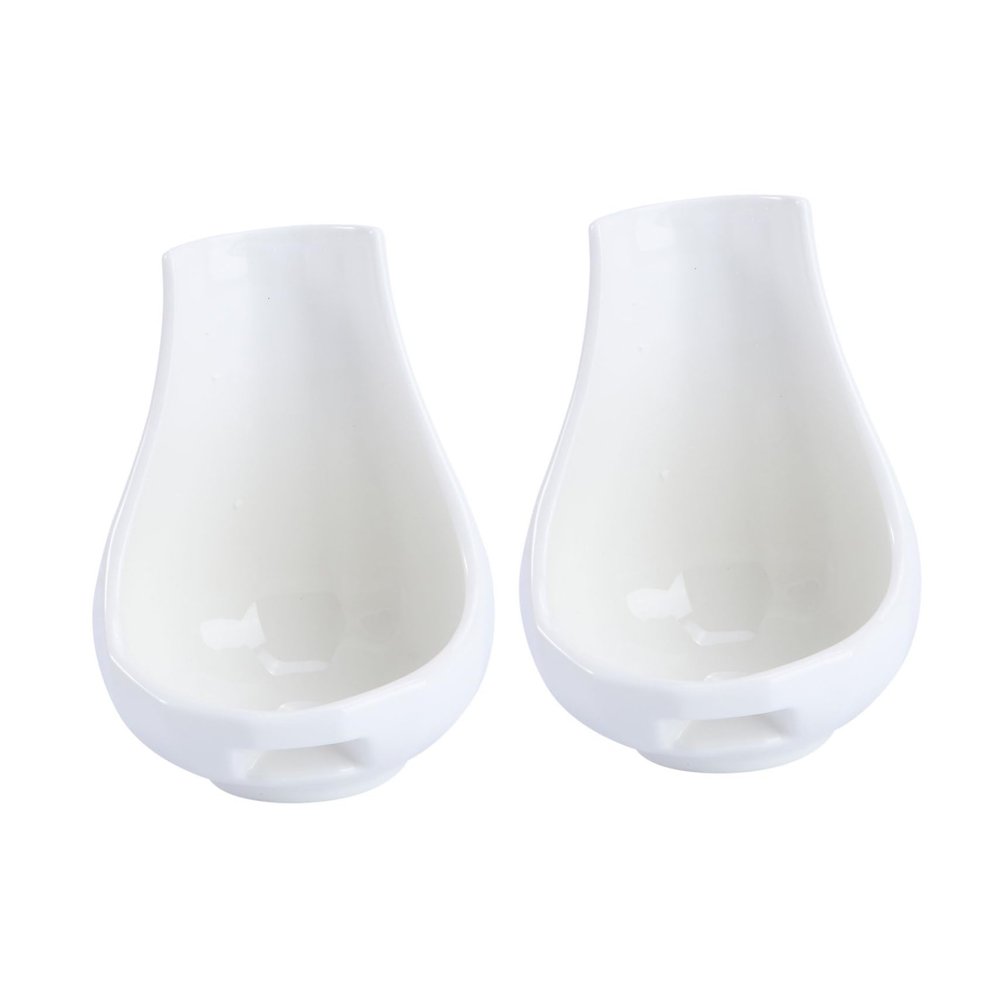 Zerodeko 2pcs Ceramic Spoon Rest White Utensils Holders for Clean and Elegant Dining for Home Restaurant and Hotel Use Keeps Spoons off The Table and