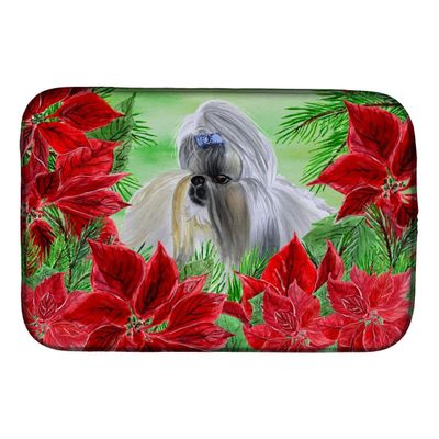 212 Main Shih Tzu Poinsettas Dish Drying Mat