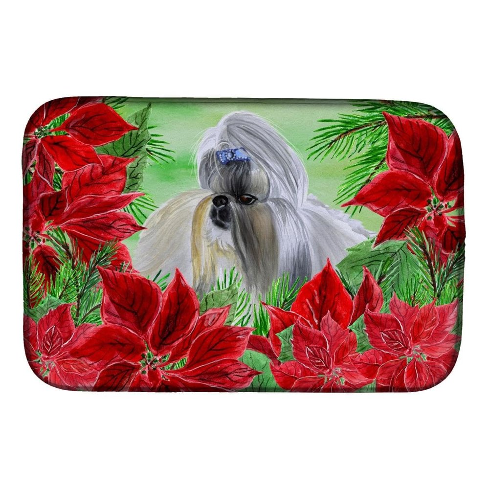 212 Main Shih Tzu Poinsettas Dish Drying Mat