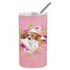 212 Main 20 oz Beagle Pink Flowers Double Walled Stainless Steel Skinny Tumbler view 1