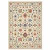 HomeRoots 509287 8 x 11 ft. Ivory Salmon Pink Gold Blues Gray Rust & Green Oriental Power Loom Stain Resistant Rectangle Area Rug with Fringe view 1