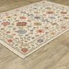 HomeRoots 509287 8 x 11 ft. Ivory Salmon Pink Gold Blues Gray Rust & Green Oriental Power Loom Stain Resistant Rectangle Area Rug with Fringe view 4