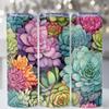 Succulent Tumbler Sublimation Wrap - Ready to Press Sublimation Transfer - 20 oz Straight Tumbler Wrap, Pastel Succulents Transfer, Cactus view 3