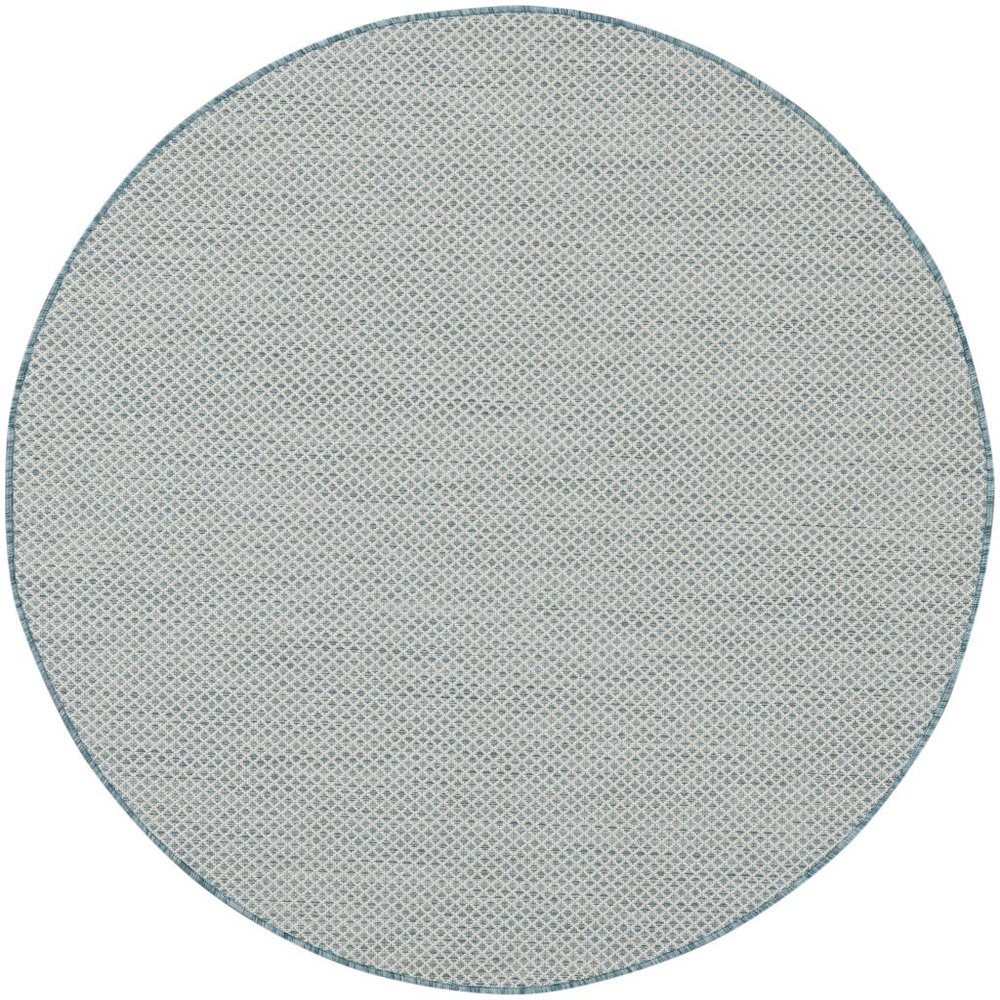 HomeRoots 522005 5 ft. Blue Geometric Power Loom Round Area Rug