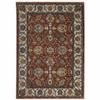 HomeRoots 508023 10 x 13 ft. Red Blue Ivory Gold & Navy Oriental Power Loom Stain Resistant Rectangle Area Rug with Fringe view 1