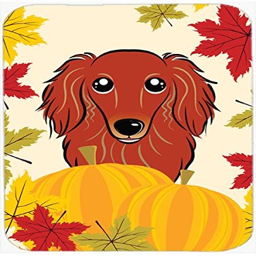 212 Main Longhair Red Dachshund Thanksgiving Glass Cutting Board- - Large