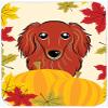 212 Main Longhair Red Dachshund Thanksgiving Glass Cutting Board- - Large view 1