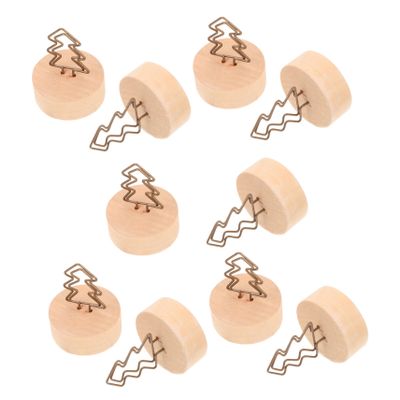 Holibanna 10pcs Retro Wooden Clip for Christmas Crafts Sturdy Table Holders Lovely Photo Clips for Business Cards Holiday Decorations