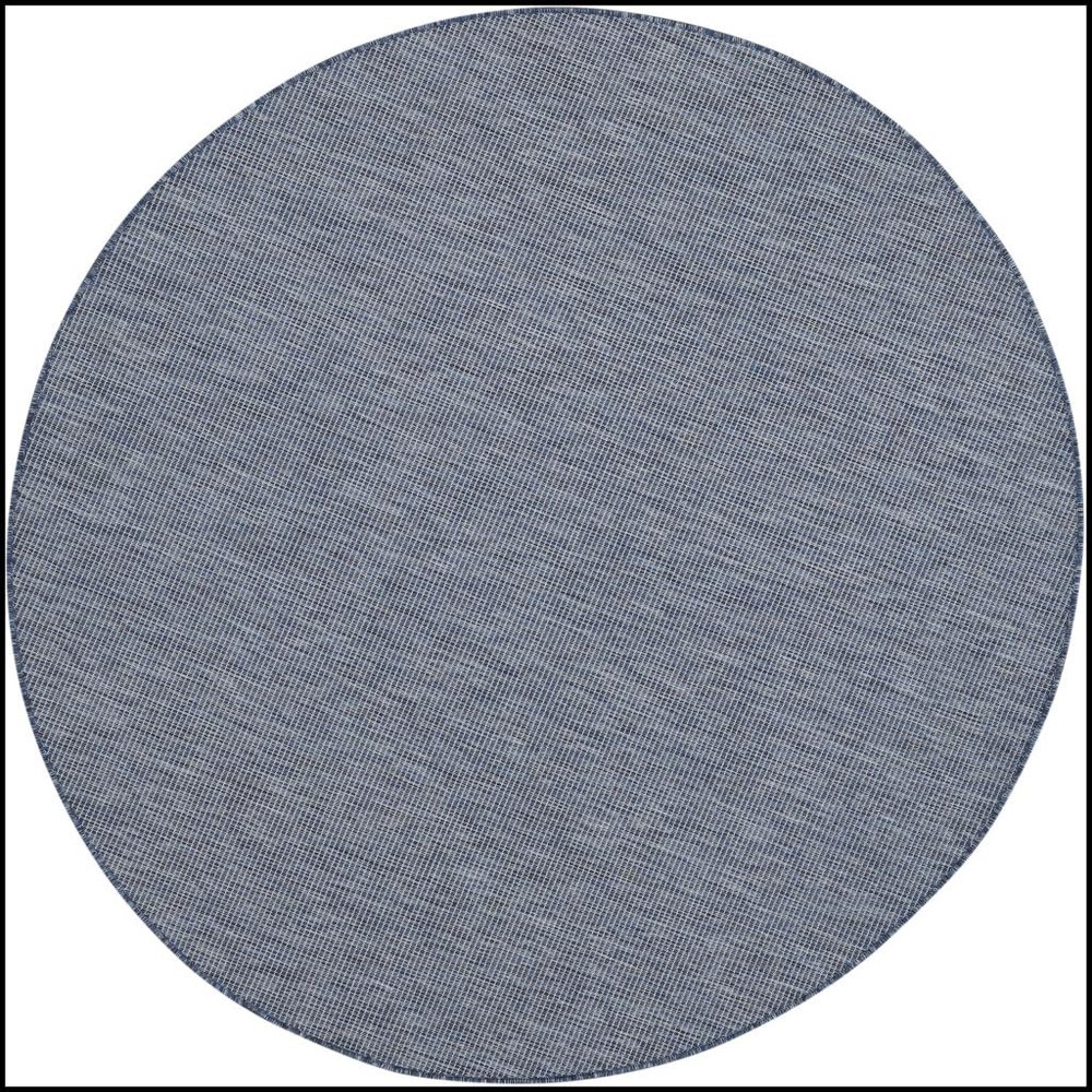 HomeRoots 522567 8 ft. Navy Blue Power Loom Round Area Rug