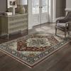 HomeRoots 508072 10 x 13 ft. Blue Beige Gray Gold Green & Rust Red Oriental Power Loom Stain Resistant Rectangle Area Rug with Fringe view 2