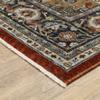 HomeRoots 508072 10 x 13 ft. Blue Beige Gray Gold Green & Rust Red Oriental Power Loom Stain Resistant Rectangle Area Rug with Fringe view 3