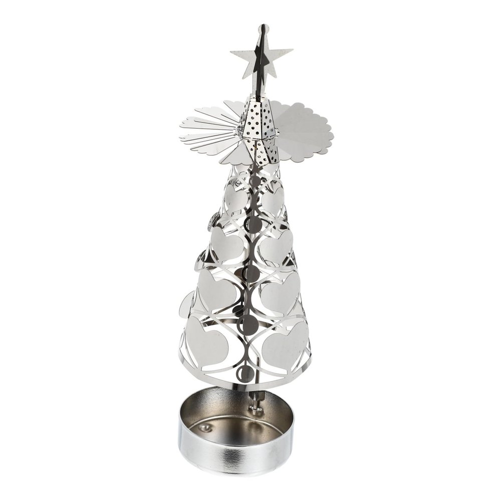 Holibanna 1pc Silver Christmas Candle Holder Rotatable Crafts Decorative Stand for Home Decoration for Parties and Festive Gatherings Table Centerpiece