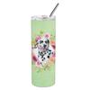 212 Main 20 oz Dalmatian Green Flowers Double Walled Stainless Steel Skinny Tumbler view 1