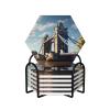 Hexagon 6 Ceramic Coasters Historic Old Tower Bridge London Picture : Non-Slip Cork Bottom Fits All Coffee Cups Glasses and Mugs view 1