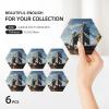 Hexagon 6 Ceramic Coasters Historic Old Tower Bridge London Picture : Non-Slip Cork Bottom Fits All Coffee Cups Glasses and Mugs view 3