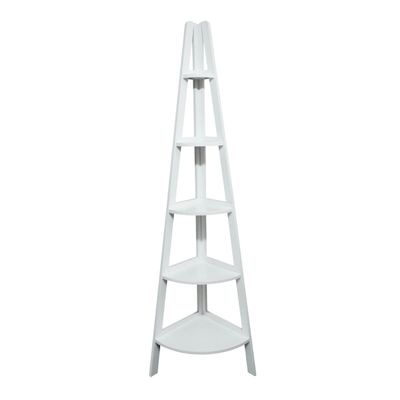 212 Main 5-Shelf Corner Ladder Bookcase - White