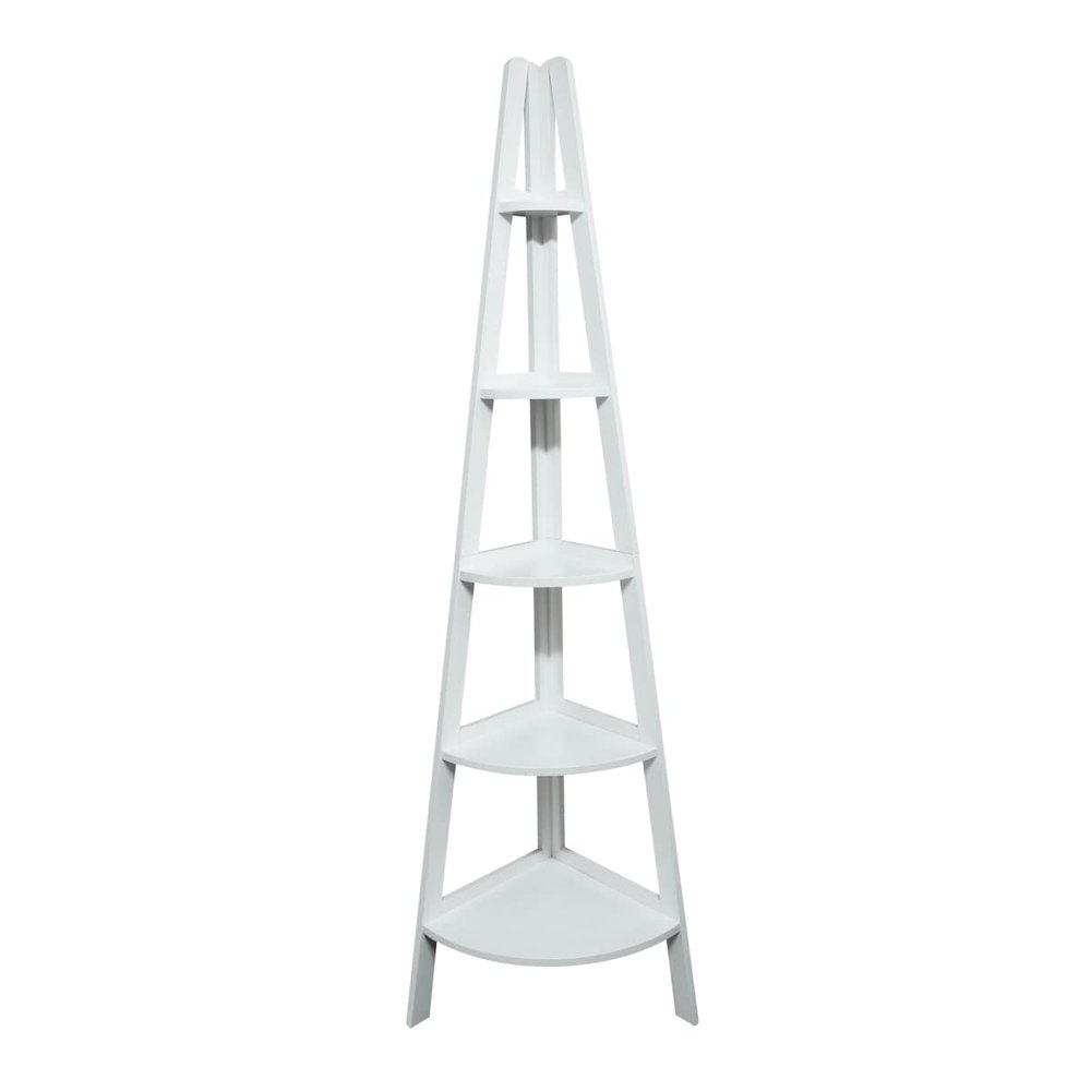 212 Main 5-Shelf Corner Ladder Bookcase - White