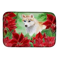212 Main Siberian Husky Poinsettas Dish Drying Mat