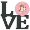 11.5 x 11.75 in. Cavapoo Pink Flowers Metal Artwork Love Wall Decor view 1