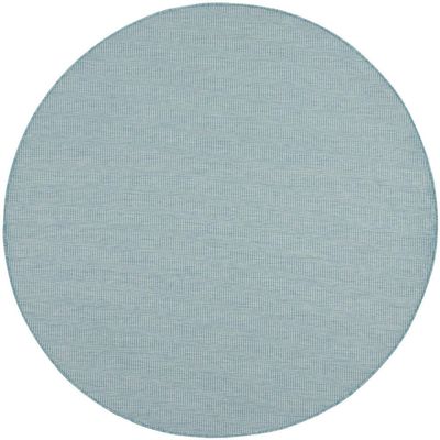 HomeRoots 522440 6 ft. Aqua Power Loom Round Area Rug