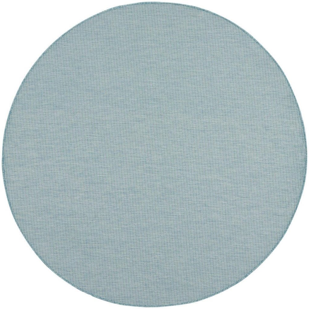 HomeRoots 522440 6 ft. Aqua Power Loom Round Area Rug