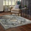 HomeRoots 508093 10 x 13 ft. Blue Gold Ivory & Navy Oriental Power Loom Stain Resistant Rectangle Area Rug with Fringe view 2