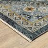 HomeRoots 508093 10 x 13 ft. Blue Gold Ivory & Navy Oriental Power Loom Stain Resistant Rectangle Area Rug with Fringe view 3