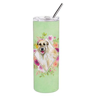 212 Main 20 oz Irish Wolfhound Green Flowers Double Walled Stainless Steel Skinny Tumbler
