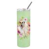 212 Main 20 oz Irish Wolfhound Green Flowers Double Walled Stainless Steel Skinny Tumbler view 1