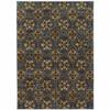 HomeRoots 510034 3 x 5 ft. Blue & Gold Oriental Power Loom Stain Resistant Rectangle Area Rug view 1