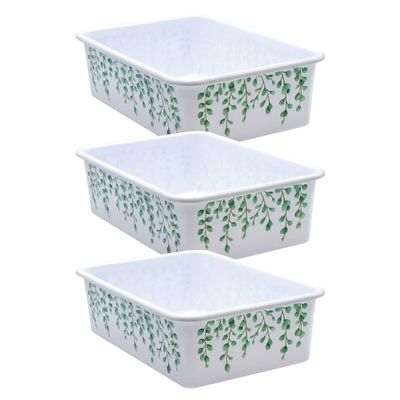 Plastic Storage Bin, Eucalyptus - Large - Pack of 3