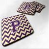 212 Main Letter P Chevron Purple & Gold Foam Coaster - 3.5 x 0.25 x 3.5 in. - Set of 4 view 1