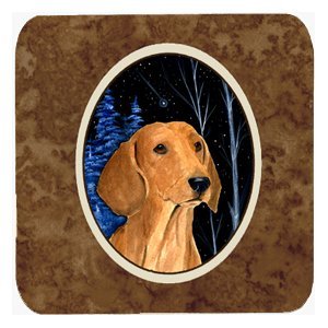 212 Main Starry Night Dachshund Foam Coasters - Set of 4-3.5 x 3.5 in.