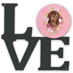 11.5 x 11.75 in. Newfoundland Pink Flowers Metal Artwork Love Wall Decor