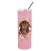 212 Main 20 oz Newfoundland Pink Flowers Double Walled Stainless Steel Skinny Tumbler view 1
