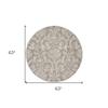 HomeRoots 522186 5 ft. Round Damask Power Loom Area Rug Gray view 3