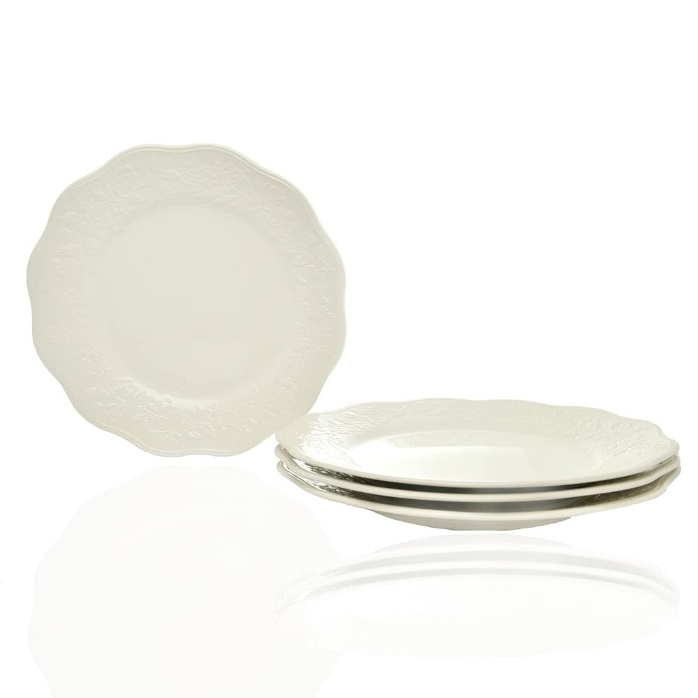 11.5 in. Country Villa Dinner Plates Ivory - Set of 4