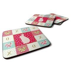 212 Main 3.5 x 3.5 in. New Zealand White Rabbit Love Foam Coaster - Set of 4