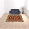 HomeRoots 509260 10 x 13 ft. Red Gold Blue Brown Oriental Power Loom Stain Resistant Rectangle Area Rug with Fringe view 2
