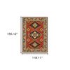 HomeRoots 509260 10 x 13 ft. Red Gold Blue Brown Oriental Power Loom Stain Resistant Rectangle Area Rug with Fringe view 3