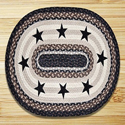 212 Main Oval Patch Rug - Black Stars