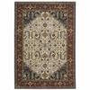 HomeRoots 508037 10 x 13 ft. Ivory Beige Red Blue Gold Green & Navy Oriental Power Loom Stain Resistant Rectangle Area Rug with Fringe view 1